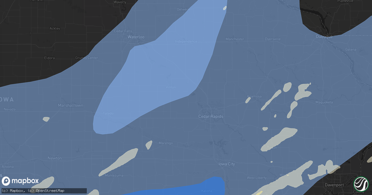 Hail map in Shellsburg, IA on June 11, 2026