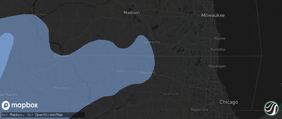 Hail map in Shirland, IL on June 11, 2026