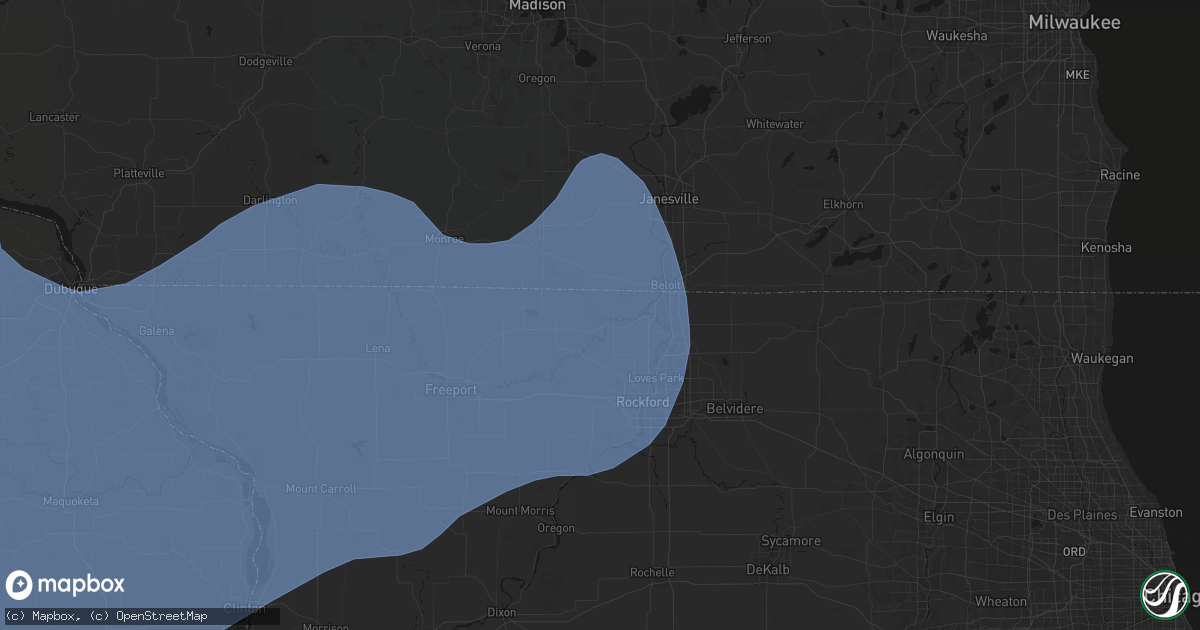 Hail map in Shirland, IL on June 11, 2026