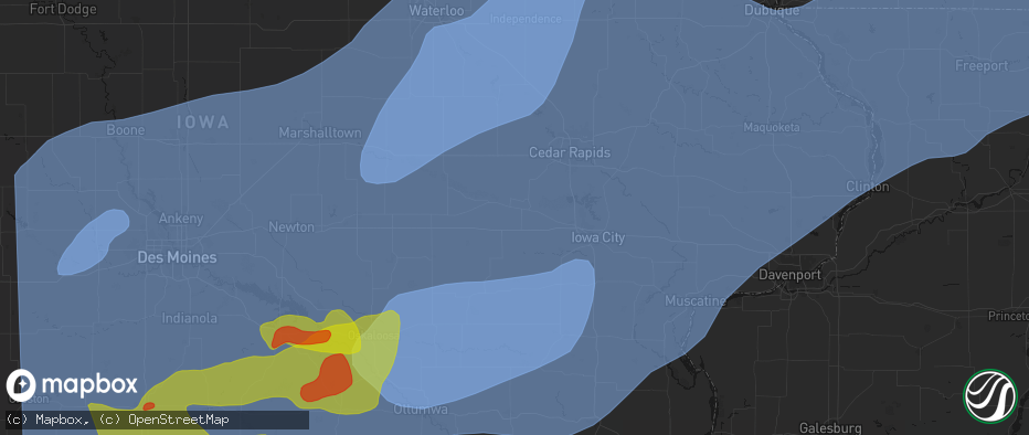 Hail map in South Amana, IA on June 11, 2026