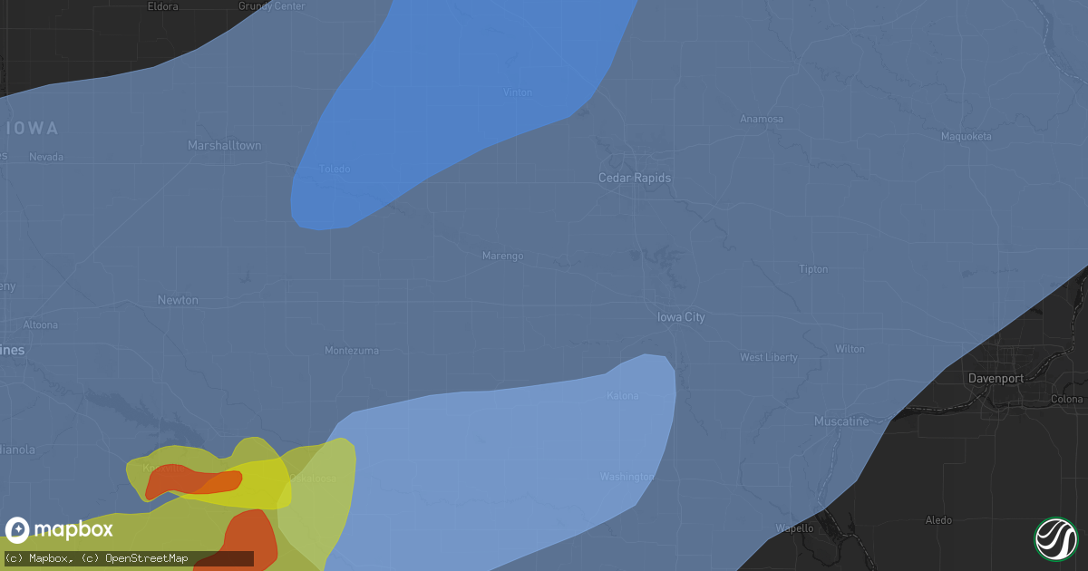Hail map in South Amana, IA on June 11, 2026