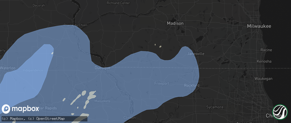 Hail map in South Wayne, WI on June 11, 2026