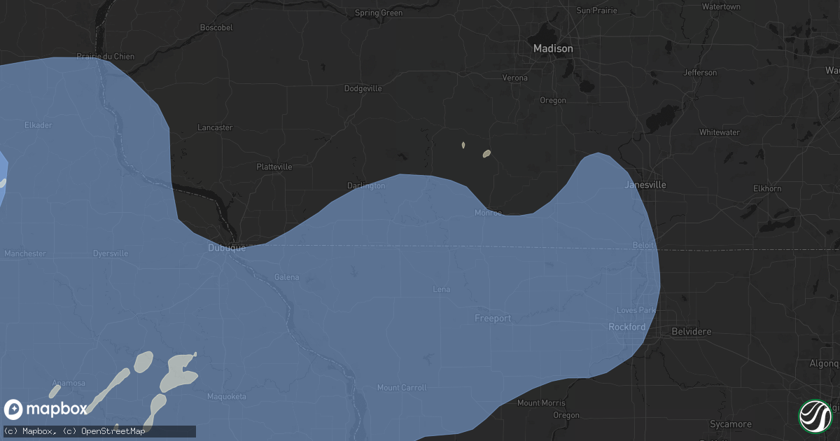 Hail map in South Wayne, WI on June 11, 2026