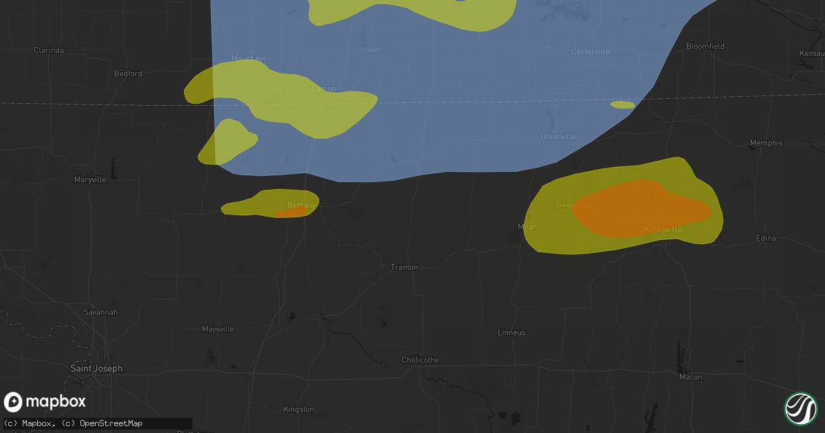 Hail map in Spickard, MO on June 11, 2026