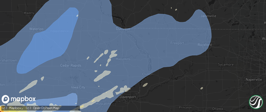 Hail map in Spragueville, IA on June 11, 2026