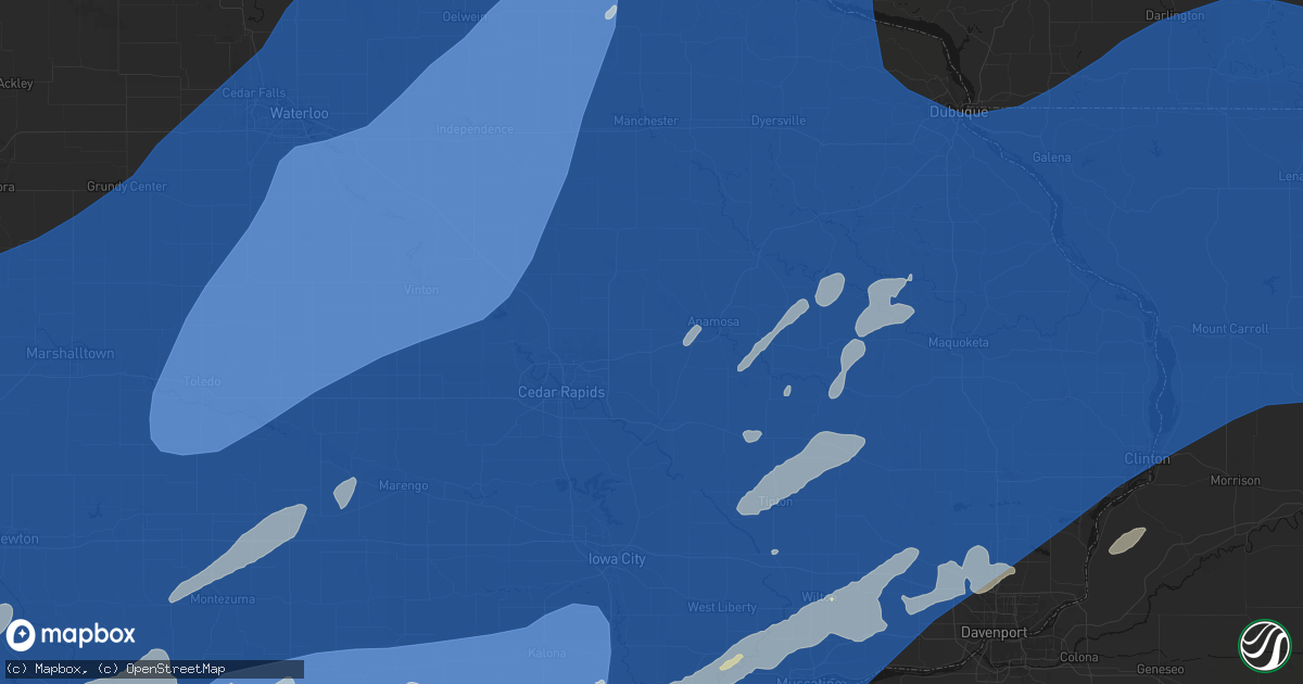 Hail map in Springville, IA on June 11, 2026