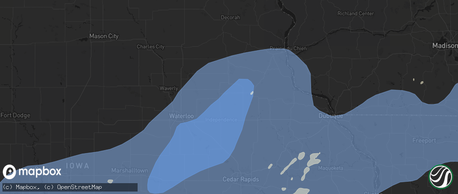 Hail map in Stanley, IA on June 11, 2026