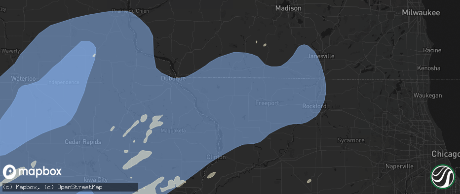 Hail map in Stockton, IL on June 11, 2026