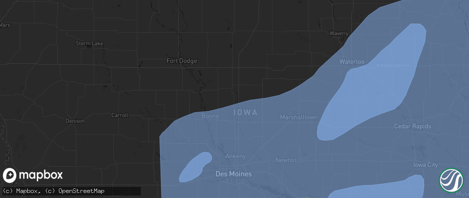Hail map in Story City, IA on June 11, 2026