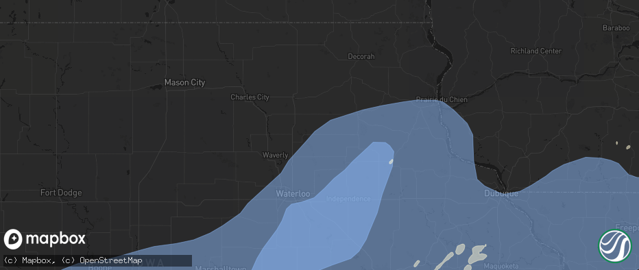 Hail map in Sumner, IA on June 11, 2026