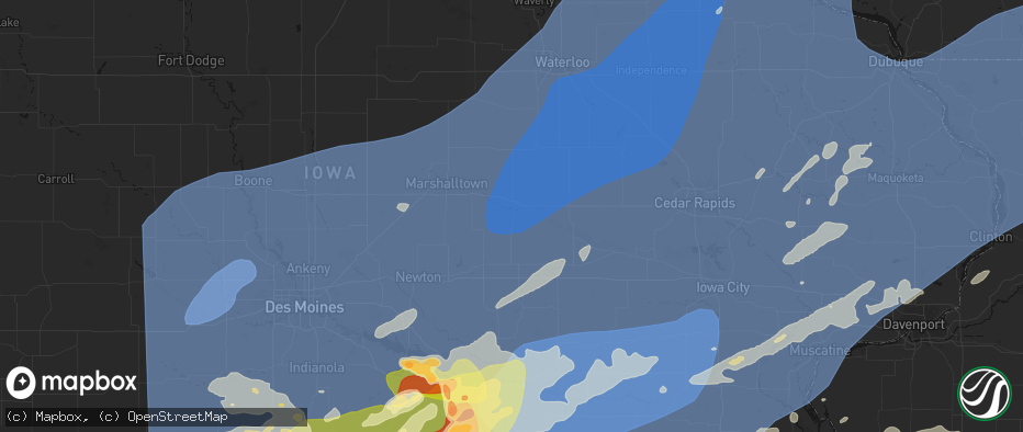 Hail map in Tama, IA on June 11, 2026