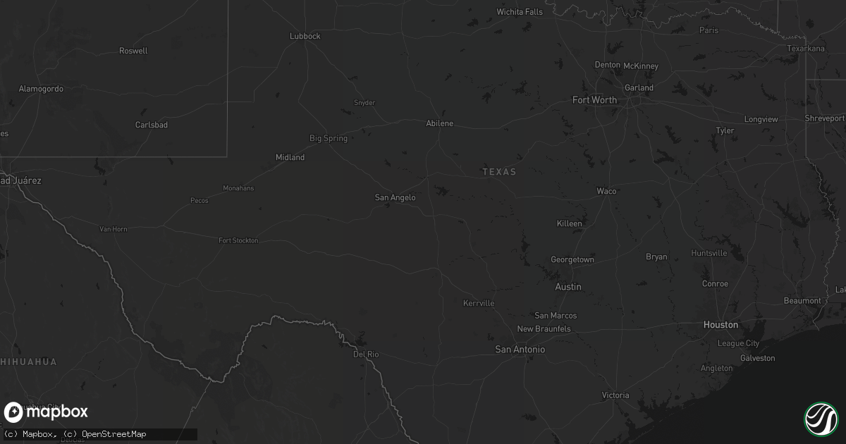Hail map in Texas on June 11, 2026