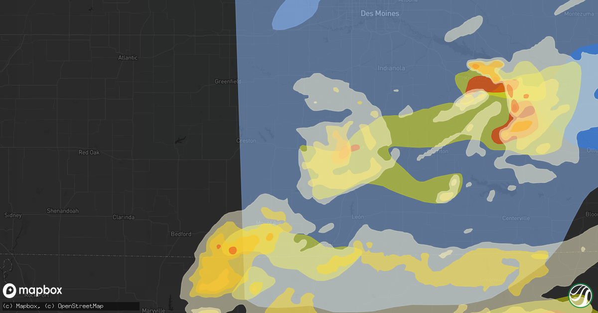 Hail map in Thayer, IA on June 11, 2026