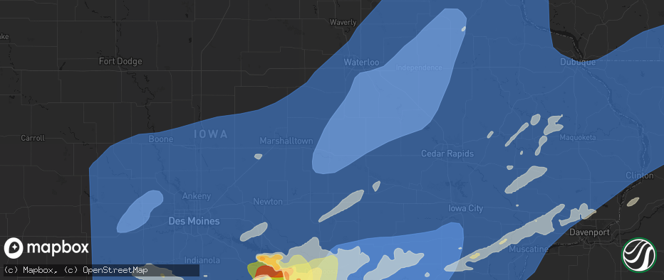 Hail map in Toledo, IA on June 11, 2026