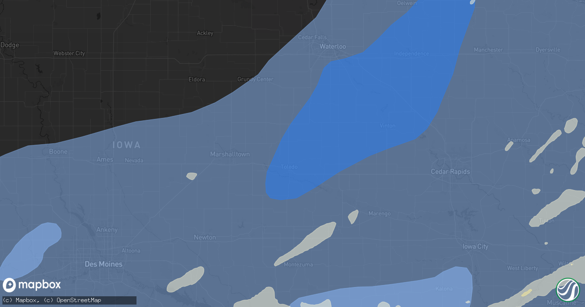 Hail map in Toledo, IA on June 11, 2026