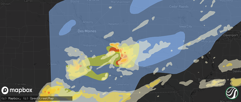 Hail map in Tracy, IA on June 11, 2026