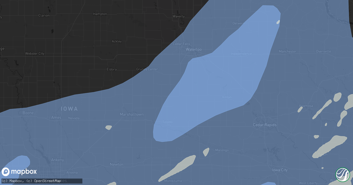 Hail map in Traer, IA on June 11, 2026