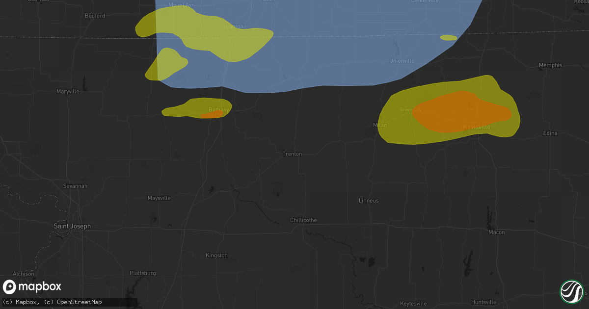 Hail map in Trenton, MO on June 11, 2026