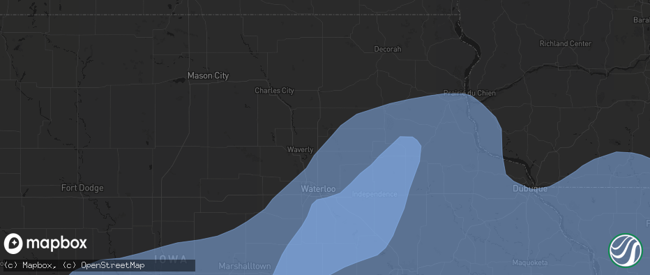 Hail map in Tripoli, IA on June 11, 2026