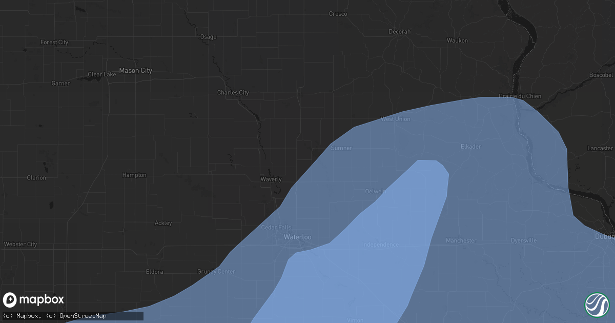 Hail map in Tripoli, IA on June 11, 2026