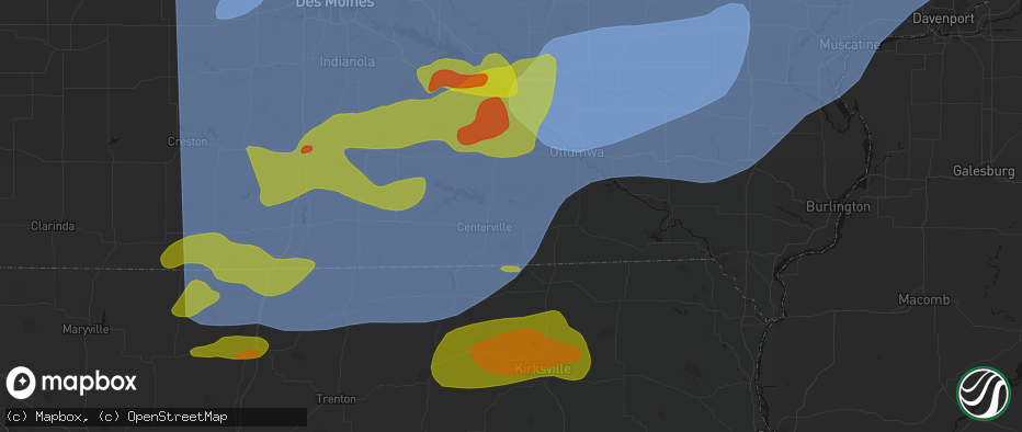 Hail map in Udell, IA on June 11, 2026
