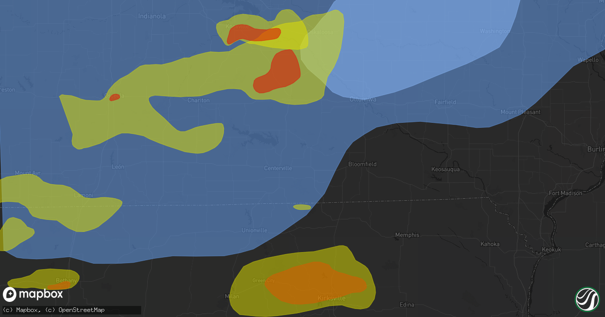 Hail map in Udell, IA on June 11, 2026