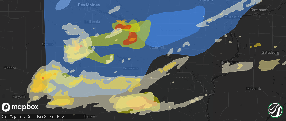 Hail map in Unionville, IA on June 11, 2026