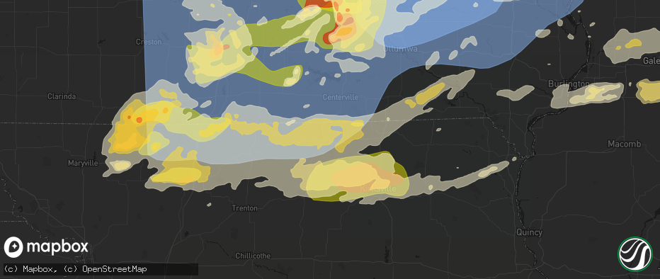 Hail map in Unionville, MO on June 11, 2026