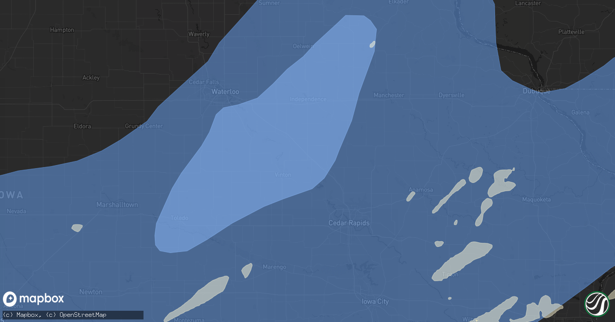 Hail map in Urbana, IA on June 11, 2026