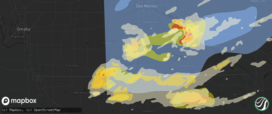 Hail map in Van Wert, IA on June 11, 2026