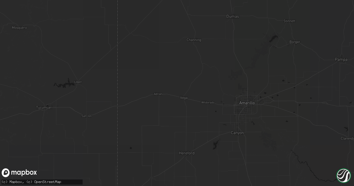 Hail map in Vega, TX on June 11, 2026