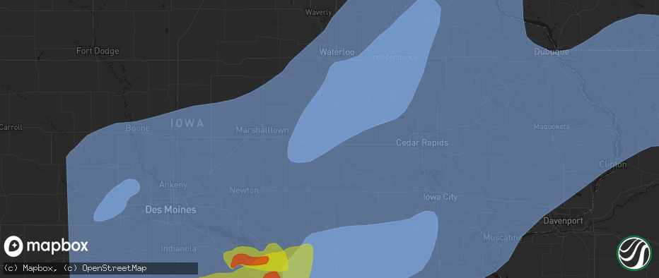 Hail map in Vining, IA on June 11, 2026