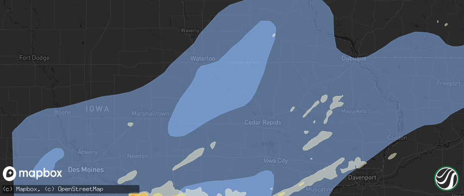 Hail map in Vinton, IA on June 11, 2026