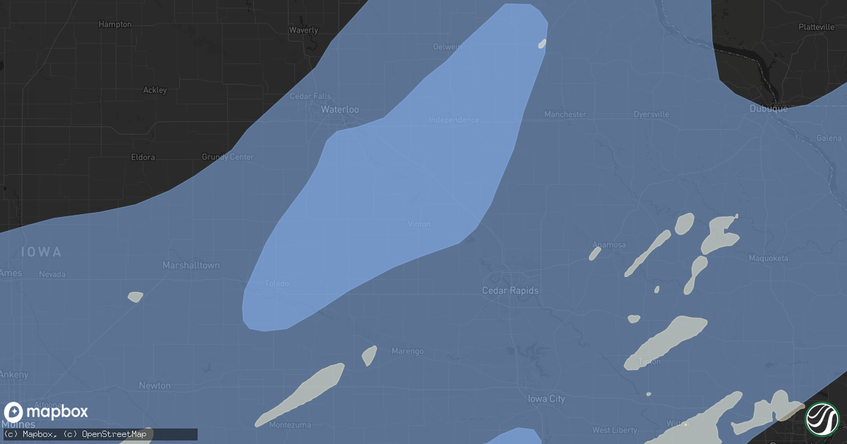 Hail map in Vinton, IA on June 11, 2026