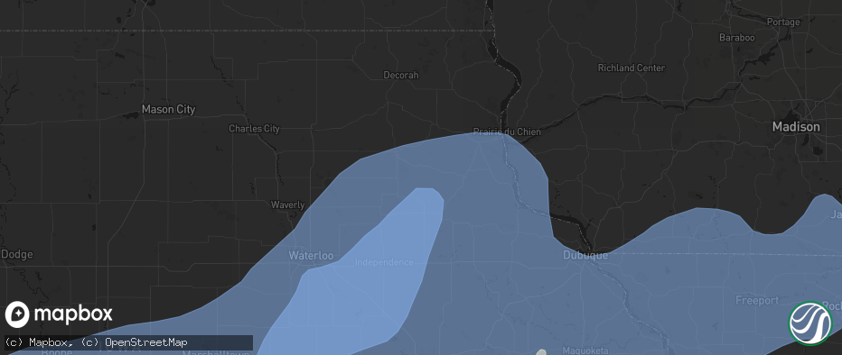 Hail map in Wadena, IA on June 11, 2026