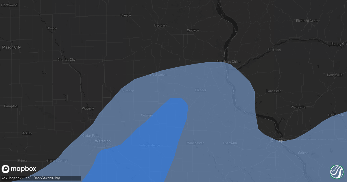 Hail map in Wadena, IA on June 11, 2026