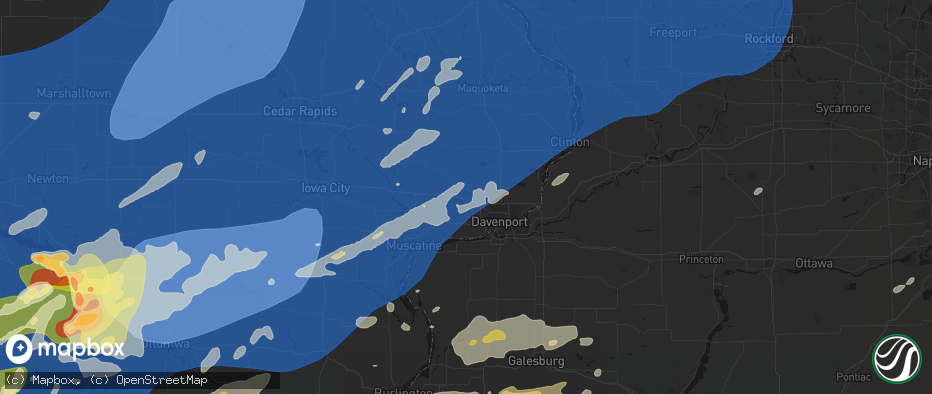 Hail map in Walcott, IA on June 11, 2026