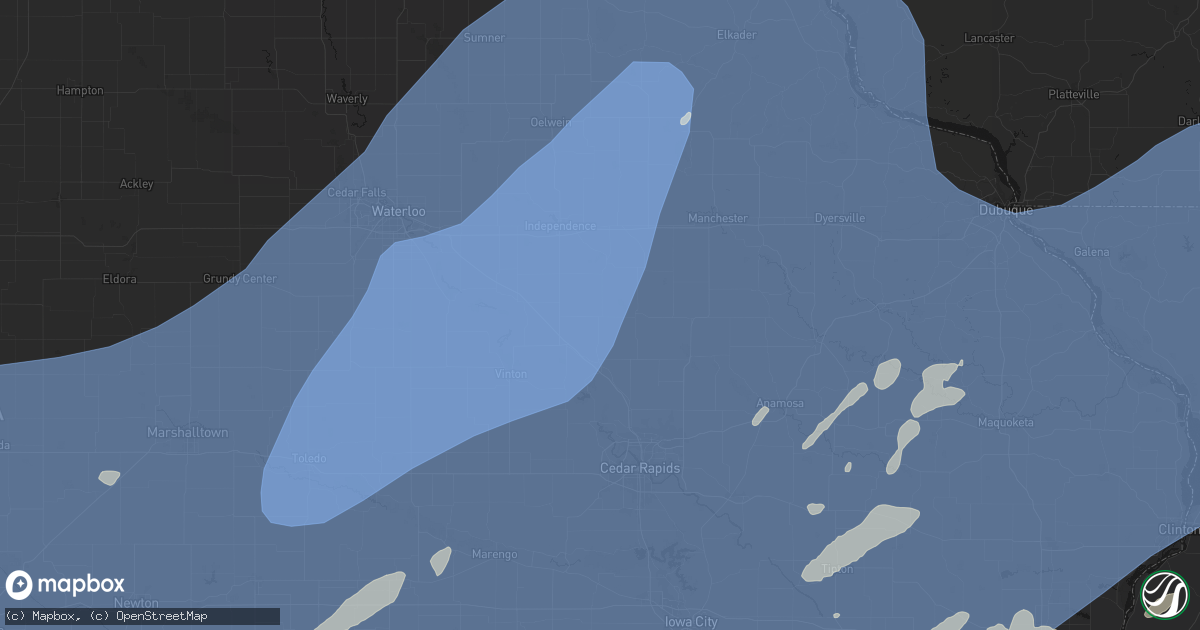 Hail map in Walker, IA on June 11, 2026