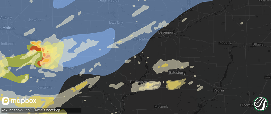Hail map in Wapello, IA on June 11, 2026