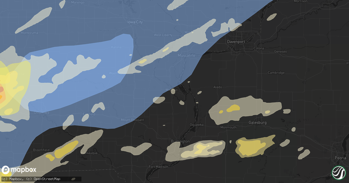 Hail map in Wapello, IA on June 11, 2026