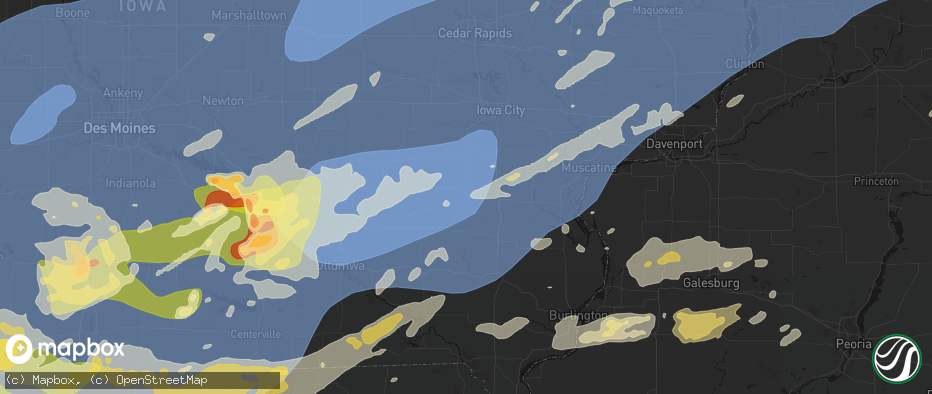 Hail map in Washington, IA on June 11, 2026