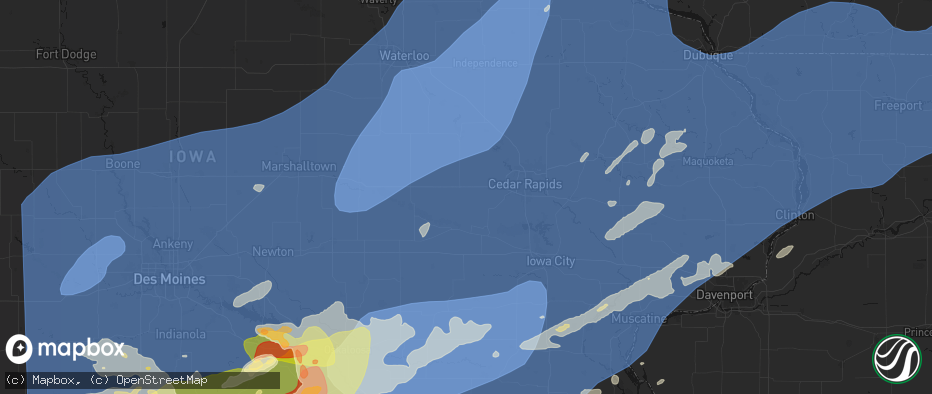 Hail map in Watkins, IA on June 11, 2026