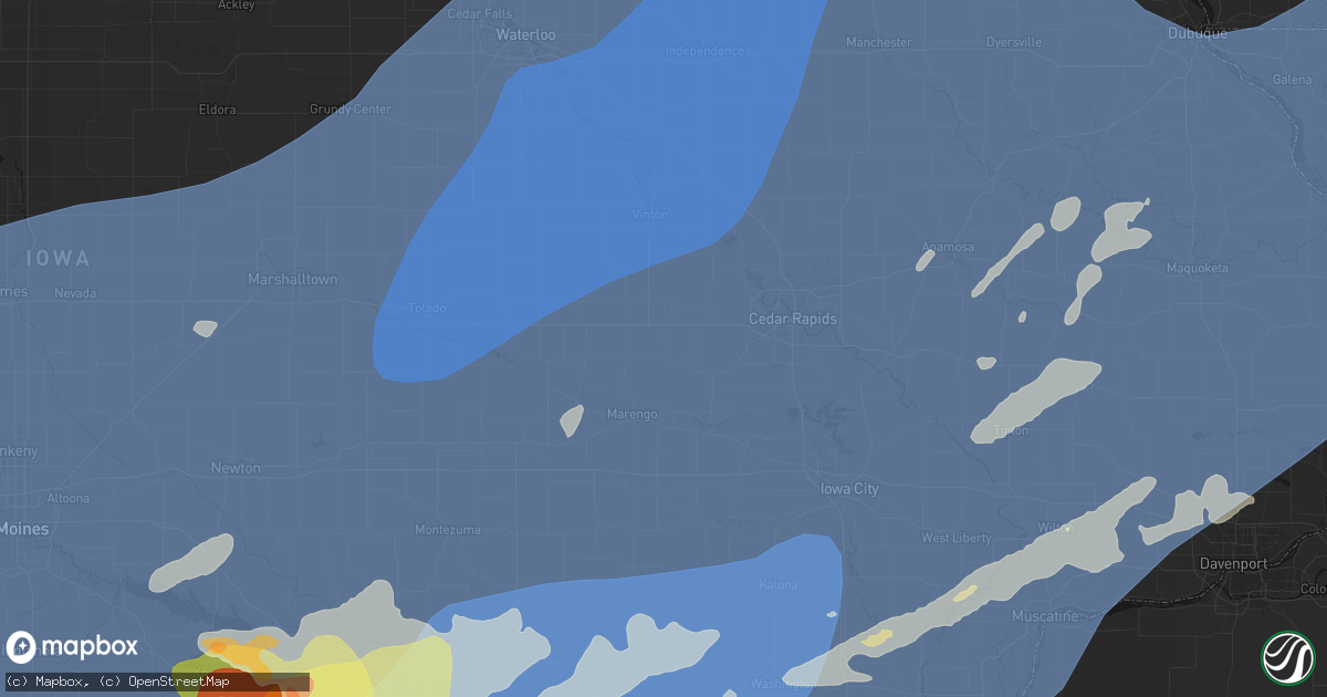 Hail map in Watkins, IA on June 11, 2026