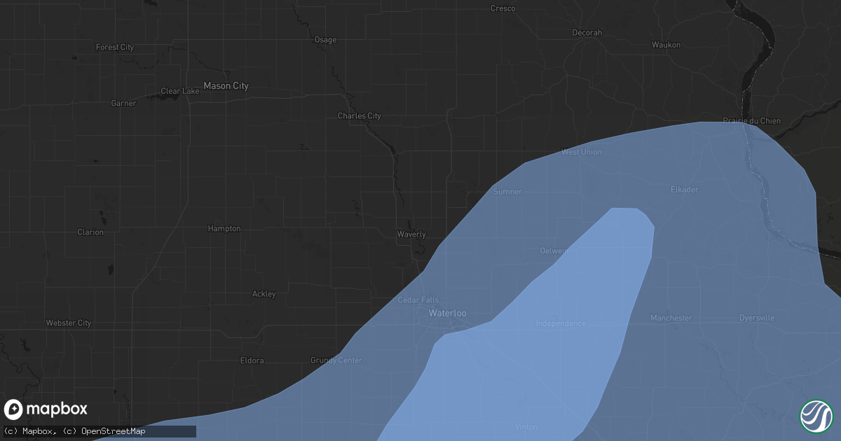 Hail map in Waverly, IA on June 11, 2026
