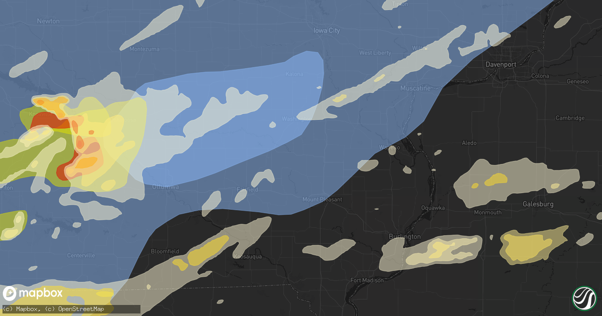 Hail map in Wayland, IA on June 11, 2026