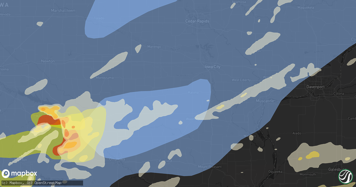 Hail map in Wellman, IA on June 11, 2026