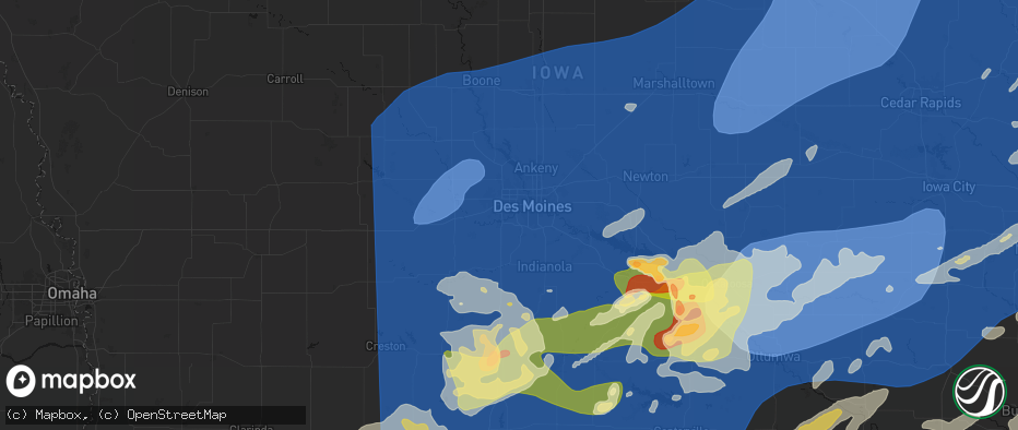 Hail map in West Des Moines, IA on June 11, 2026