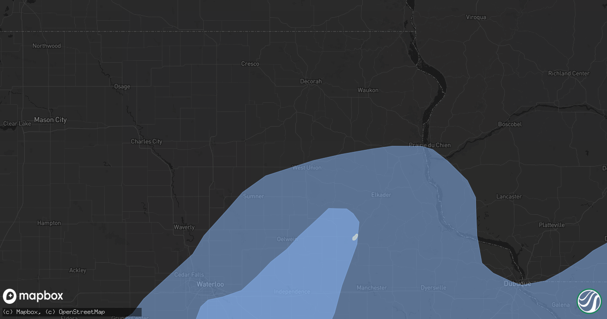 Hail map in West Union, IA on June 11, 2026