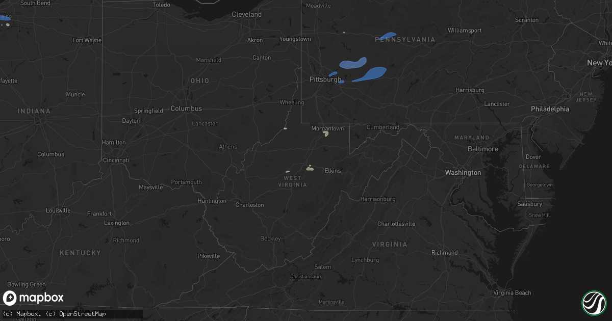 Hail map in West Virginia on June 11, 2026