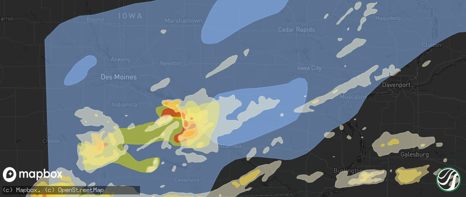 Hail map in What Cheer, IA on June 11, 2026